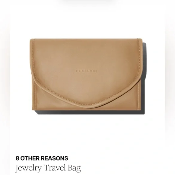 Neutral Beige Tan Camel Jewelry Travel Organizer Case Zip Pouch Minimalist NEW - Picture 11 of 11